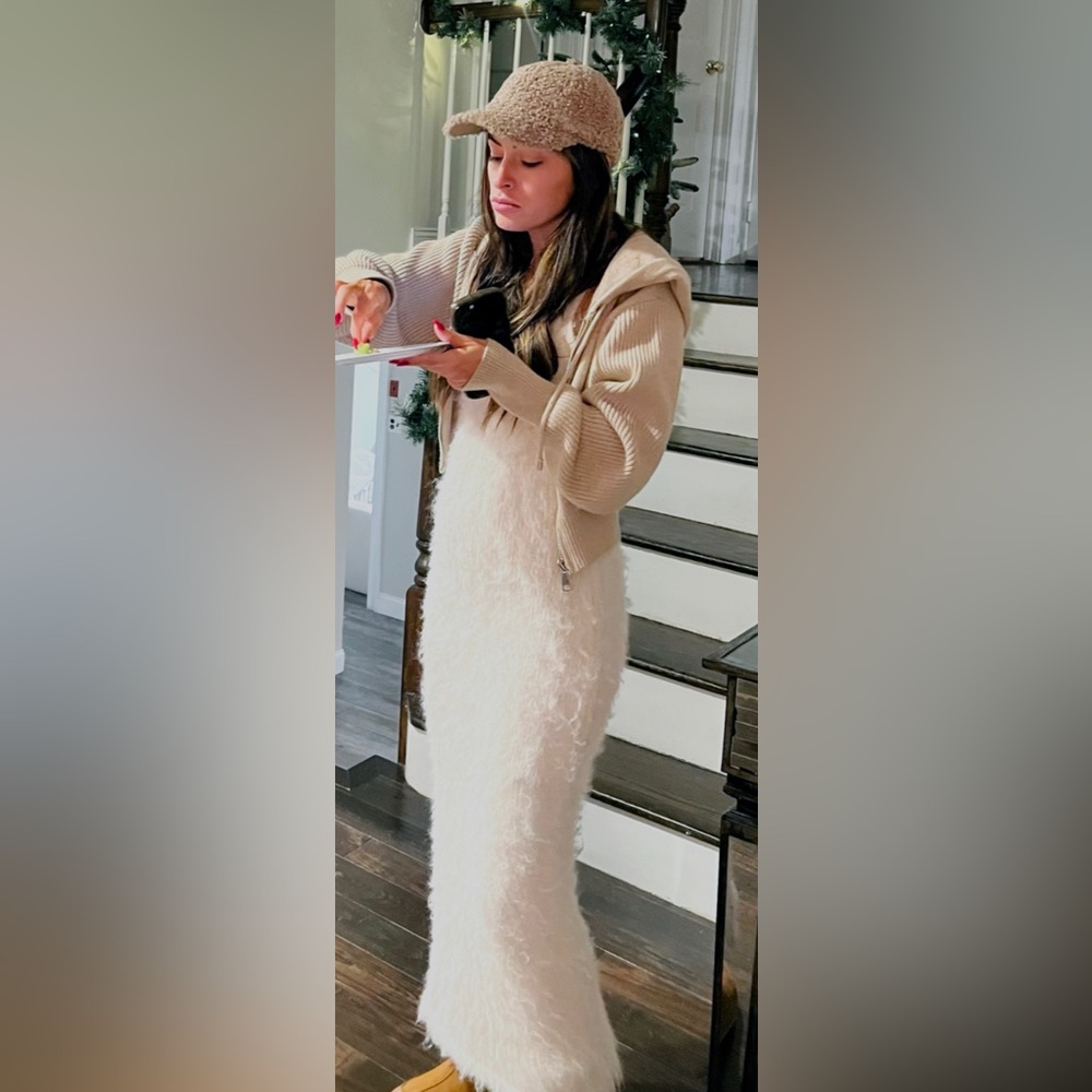 H&M White furry tank dress
